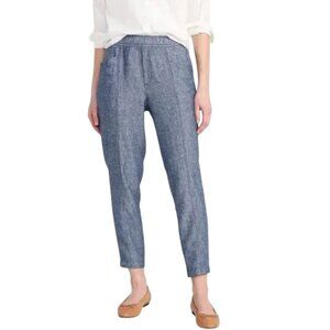 Old Navy Women’s Pants Tapered Ankle Length Blue Chambray Linen Size Large